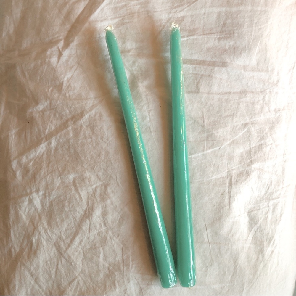 Set of 2 Turquoise 12” Taper Candles